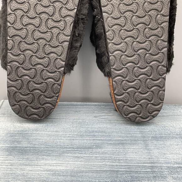 New Fitory Women’s Open Toe Slipper With Faux Rabbit lining Black Size 8 - Picture 8 of 9